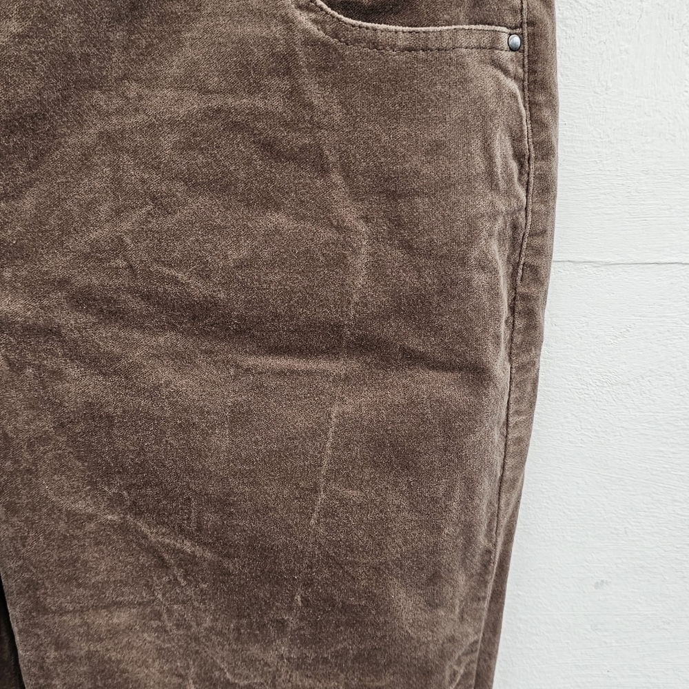 Laura Ashley brown soft velvet  feel straight leg trousers size 12 - Picture 2 of 4